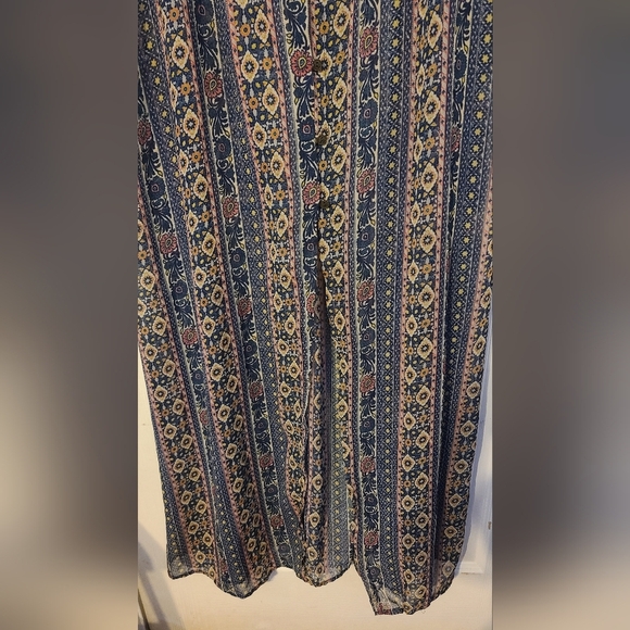 Xhilaration Blue Cream Sundress/Maxi dress with Flutter Sleeves - Picture 7 of 11